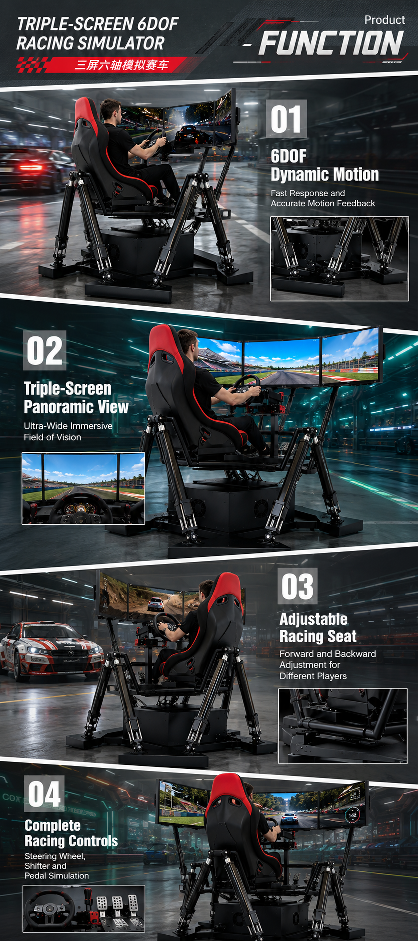 High-Tech 9d 3Dof/6Dof Indoor VR Car Driving Simulator 4D Racing Game Machine Metal Equipment for Shopping Malls