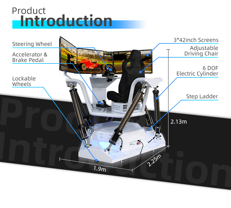 9D VR Indoor Racing Simulator F1 Car Simulator with 3 Screens for Home or School Fun Racing Arcade Games