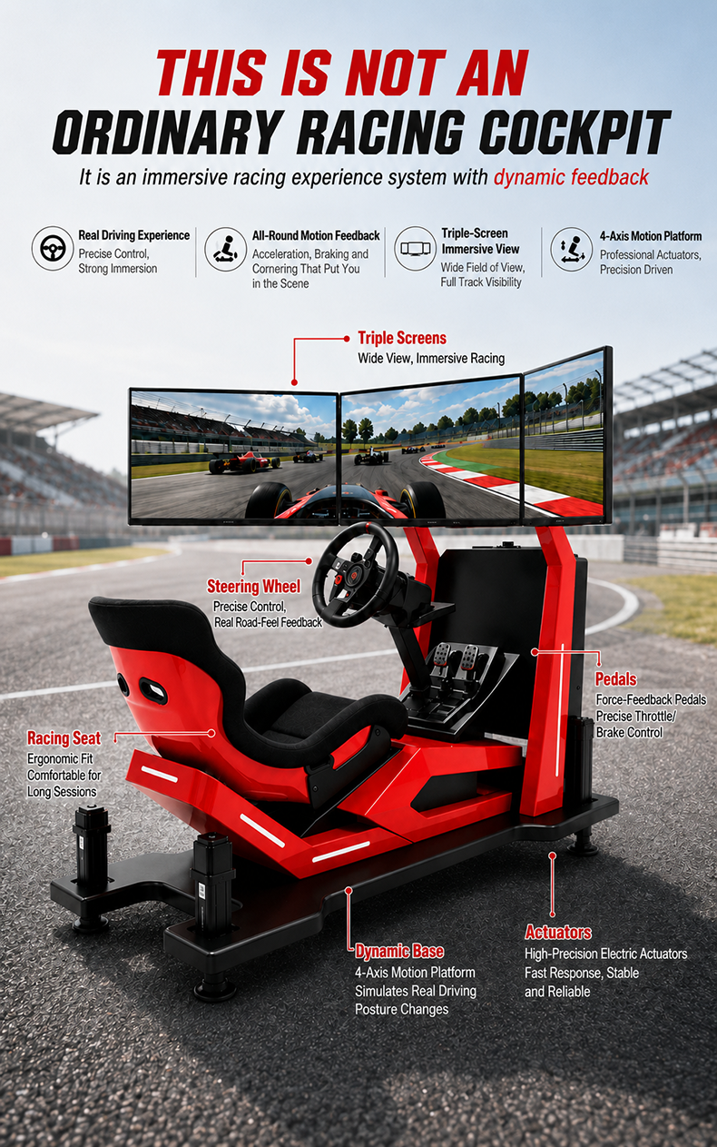 Three-Screen Dynamic Seat Racing Simulator