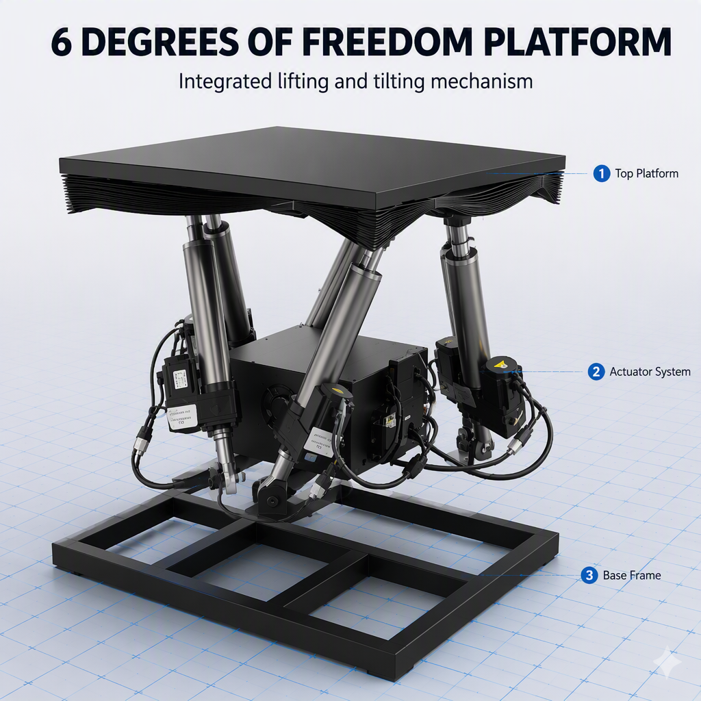 Manufacturer's Indoor 6 Degrees Freedom Motion Platform Swing Test Bench Metal Material for Home Use Vr Equipment Shopping Malls