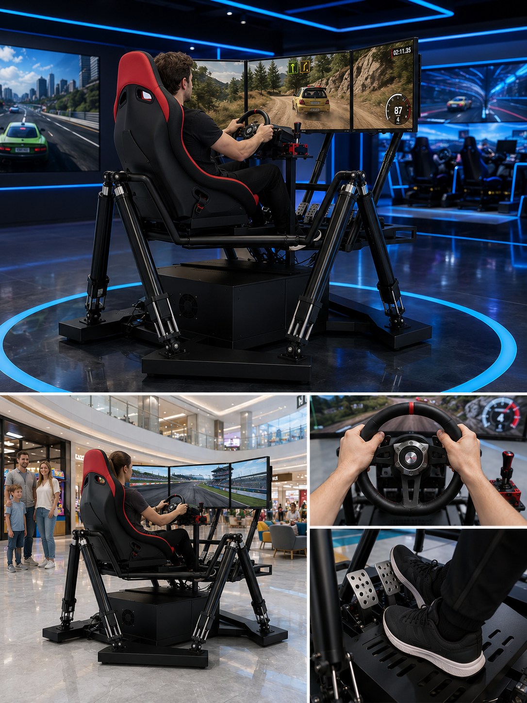 High-Tech 9d 3Dof/6Dof Indoor VR Car Driving Simulator 4D Racing Game Machine Metal Equipment for Shopping Malls