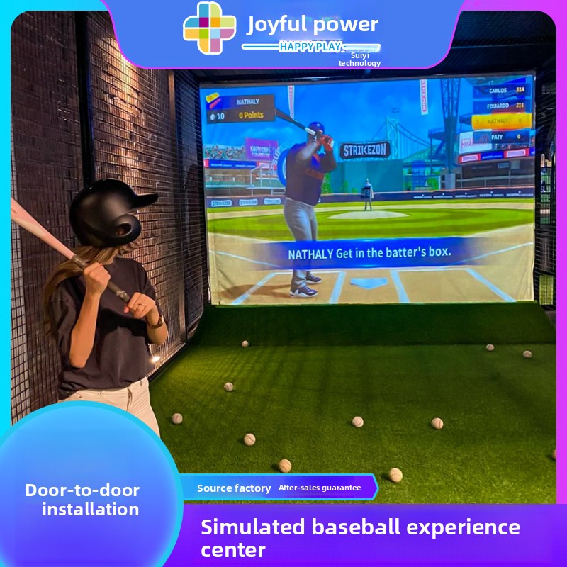 Indoor Interactive Baseball Experience Digital Device Simulation Baseball Batting Cage Projection Trendy Game