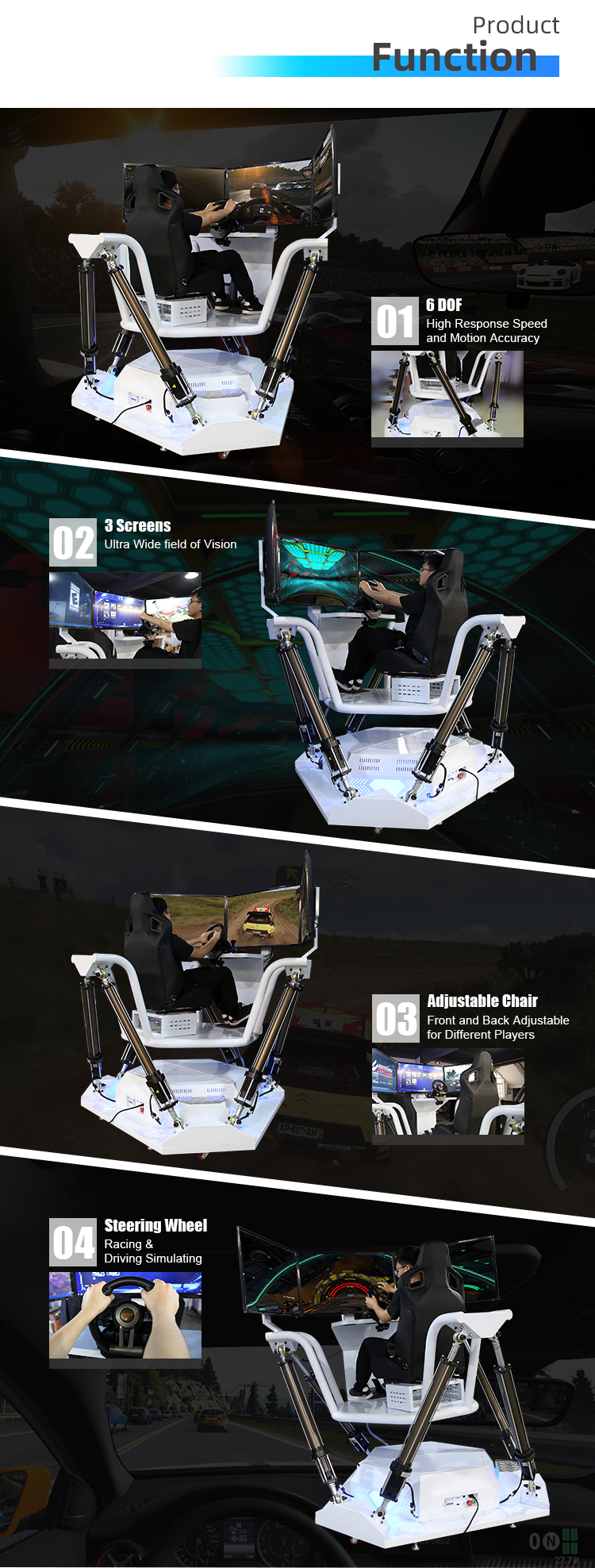 9D VR Indoor Racing Simulator F1 Car Simulator with 3 Screens for Home or School Fun Racing Arcade Games