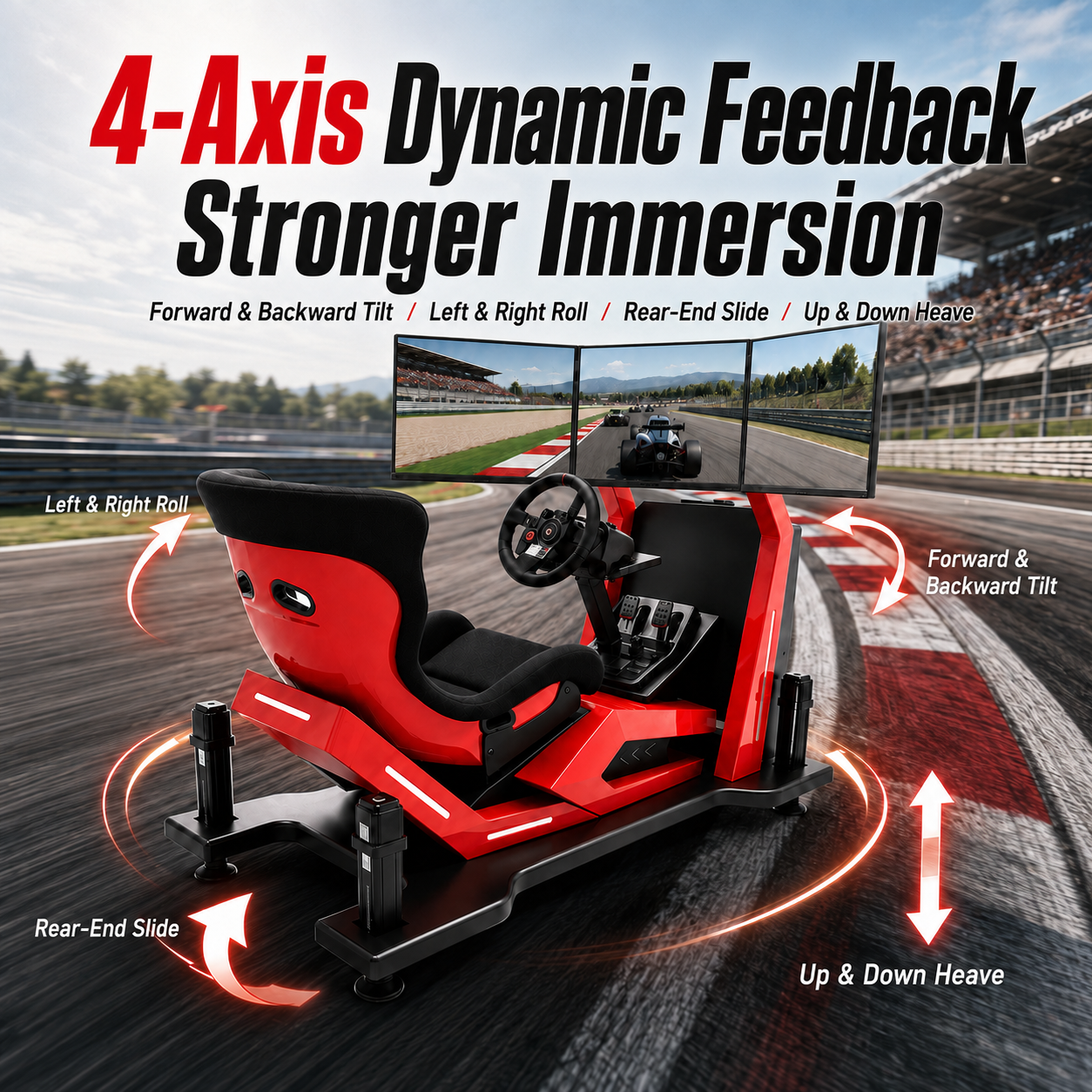 Large Motion-Sensing Cockpit Three-Screen Four-Six-Axis G-Force Dynamic Seat MR VR Equipment Racing Simulator for F1 Game