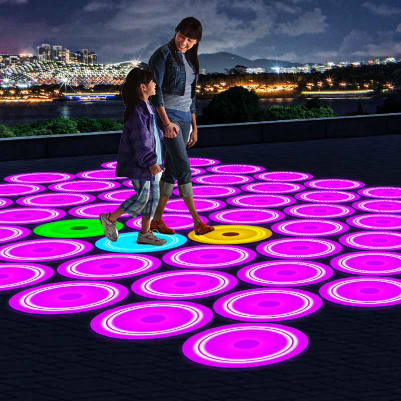 LED Waterproof Outdoor Shopping Mall Square Gravity Inductive Interactive Floor Tile Light-Emitting Interactive Board Game
