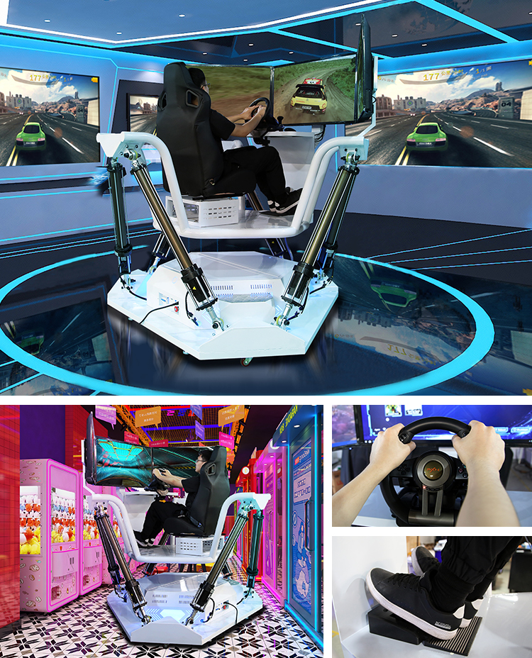 9D VR Indoor Racing Simulator F1 Car Simulator with 3 Screens for Home or School Fun Racing Arcade Games