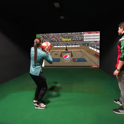 Naughty Castle Smart Indoor Football Simulator Somatosensory Virtual Reality Football Game with Metal Cage for Outdoor Use